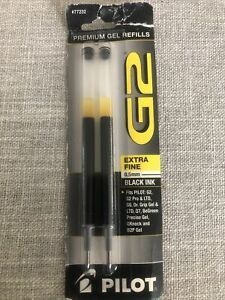 PILOT G2 77232 Gel Ink Refills For Rolling Ball Pens, Extra Fine Black Ink, 2-Pk