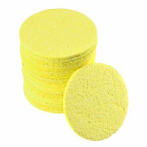 Soldering Sponge 55mmx3mm for Iron Tips Cleaner Round Yellow 20pcs