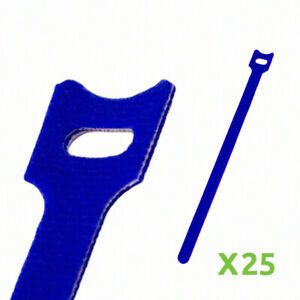 10 Inch Hook and Loop Reusable Strap Cable Cord Wire Ties 25 Pack Blue
