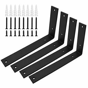 SUNMALL 10 Inch L Brackets for Shelves Heavy Duty Black Shelf Brackets Rustic...