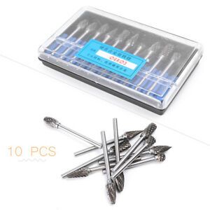 10pcs 6mm Tungsten Head Carbide Burrs Rotary Drill Die Grinder Carving Bits