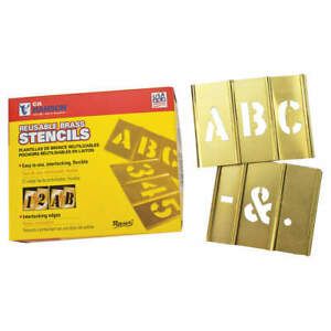 REESE INTERLOCKING STENCILS 10026 Stencil,Letters,Brass,1/2in.W x 1/2in.H