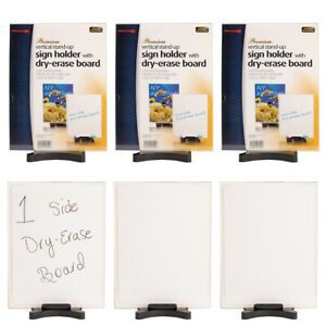 6pk Acrylic Sign Holder 8.5 x 11&#034; Office Desk Display Stand With Dry Erase Board