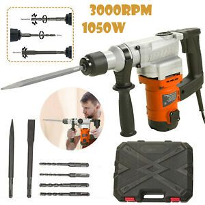 1050W Electric Demolition Jack Hammer Concrete Breaker Punch Chisel Bit 3000RPM