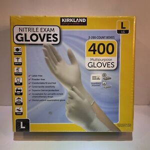 Kirkland Nitrile Exam Powder Latex free LARGE Multipurpose Gloves 400 PCS