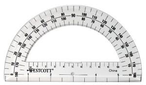ACME UNITED 11200 Westcott 6-Inch Plastic 180 Degree Protractor, Clear