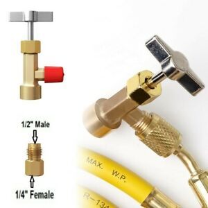 Replacement R134a Valve AC-Tank Adapter Tap Valve R134a Tool 1/4&#034; SAE For Hose
