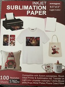 100 sheets Sublimation Paper 8.5x11 for Inkjet Printer Epson Heat Transfer