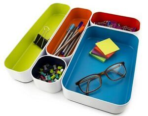 Three By Three Seattle Set of 5 Drawer Organizers 2&#034; Classic colors