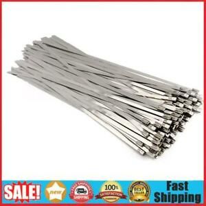 100PCS 4.6x300mm Stainless Steel Exhaust Wrap Coated Locking Cable Zip Ties