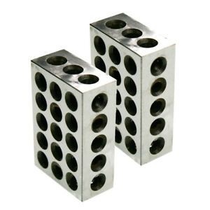 1Pair 123 Blocks 1-2-3 Ultra Precision .0002 Hardened 23 Holes 0.0002&#034;