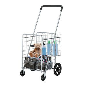 Folding Shopping Carts Grocery Iron Utility Carts Swivel Wheels and Handle