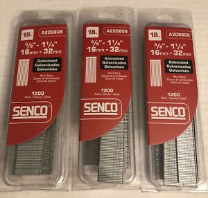 Lot Of 3 Senco A209809 1200pk Electro Galvanized Brads Variety 18Ga x 5/8&#034;-1/4&#034;