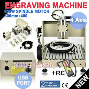 4Axis Engraver Machine USB CNC 3040 Router Metal Wood Cutting milling+RC 800W DE