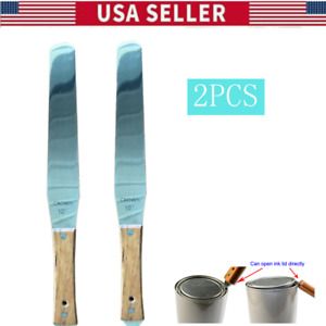 2pcs Wood Handle Flexible Ink Spatula - 6in with hanging hole and can open lip