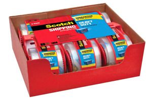 Scotch Heavy Duty Shipping Packaging Tape Dispensers 6 pack, Clear 1.88&#034;x 22.2&#034;