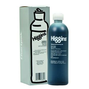 CHARTPAK, INC. 44203 HIGGINS PIGMENTED WATERPROOF DRAWING INK BLACK INDIA 16OZ