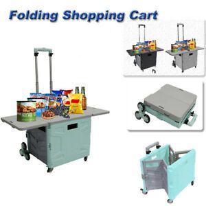 Generation Folding Shopping Cart Wheel With Small Table Cover Gray 55L Portable