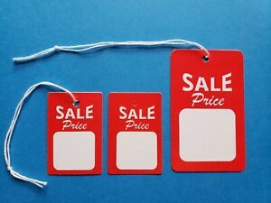 Sale Price Tags with String or Unstrung RED WHITE Large Small Retail Coupon