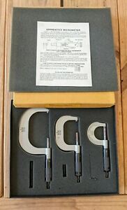 0-3&#034; Sears 3 Piece Apprentice Micrometer Set Used Excellent With Box