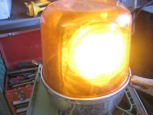 VINTAGE UNITY RV-25 2-BULB ROTATING AMBER BEACON LIGHT TESTED