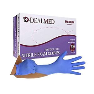 Dealmed Medical Exam Gloves – 200 Count Medium Nitrile (Pack of 200)