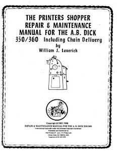 Xerox 1981 Printing Press Manual - A.B. Dick 350/360 Repair &amp; Maintenance Manual