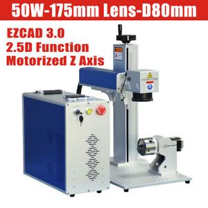 JPT 50w Fiber Laser Engraver with EzCad3.0 Soft, 2.5D Function, Motorized Z Axis