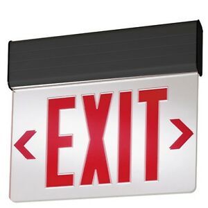LED Emergency Exit Sign 110/120V Red Edgelit Illuminated Letters Universal Mount