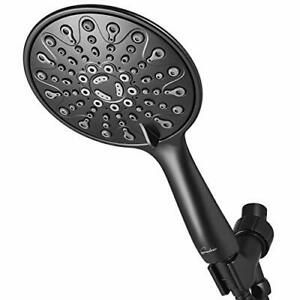 Couradric Handheld Shower Head 6&#034; Matte Black Face 6 Spray Setting Shower Hea...