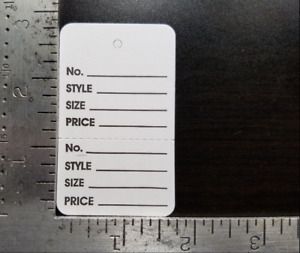 1000 White Garment Price Tags Perforated 2 Part Merchandise Coupon No String Lg.