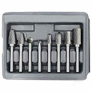 Carbide Burr Set, Die Grinder Bits 1/4 Inch Shank, 8pcs Double Cut Solid