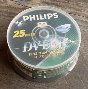 NEW SEALED Philips Rewritable DVD+R Spindle Pack (25 Discs) 120 mins 4.76GB Data