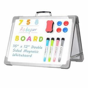 Small Dry Erase Board 16 x 12 inches, Magnetic Desktop 16Wx12L White