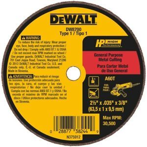 DeWalt 2-1/2 in.   D X 3/8 in.   S Aluminum Oxide Cutting Wheel