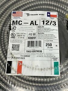 Encore Wire MC-AL Metal Clad 12/3 250’ Roll, #2 NEW!