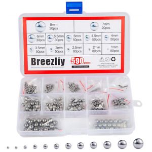 Breezliy 590Pcs 1-8Mm Metric Precision 304 Stainless Steel Assorted Loose Bicycl