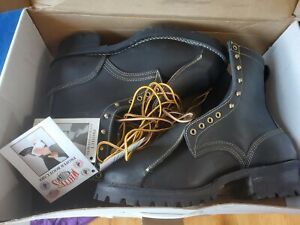 WHITE&#039;S Black Leather ELECTRICAL HAZARD ST Steel Toe Work Boots SZ 13 E NEW Box
