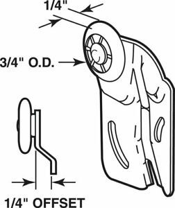 Prime-Line 16224-F Mill Plastic Patio Door Roller Assembly 3/4 Dia. x 1/4 L in.