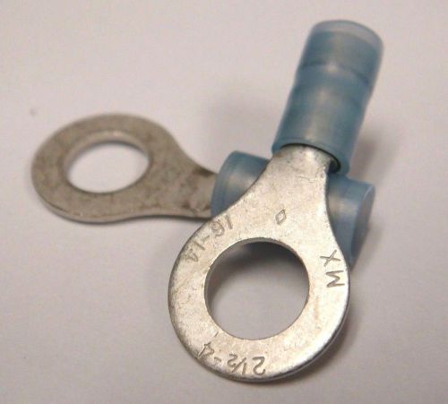 (50) 19073-0076 AVIKRIMP INSULATED TERMINAL RING 1/4&#034; M6 STUD BLUE 16-14 AWG