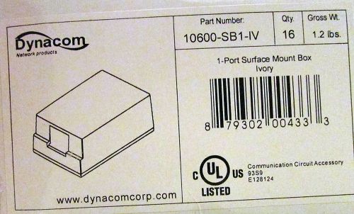Case of 16 10600-sb1-iv dynacom 1-port surface mount box jack cat3 cat5e cat6 for sale