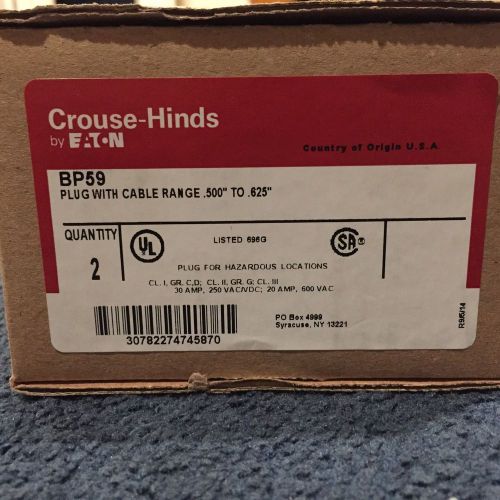 BRAND NEW COOPER CROUSE-HINDS BP59 Explosion-Proof Pin &amp; Sleeve Plug, CHEAP
