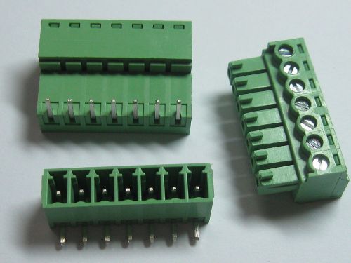 150 pcs screw terminal block connector 3.81mm angle 7 pin green pluggable type for sale