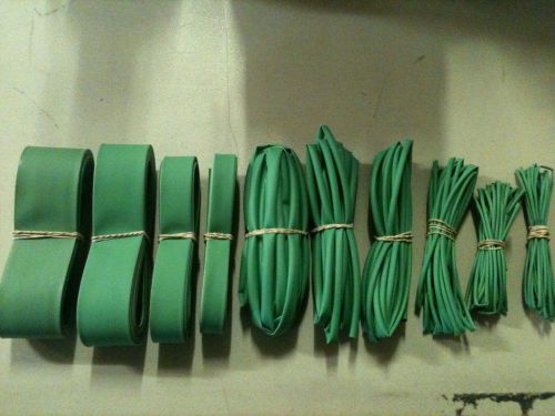 100&#039; of thermosleeve green polyolefin 2:1 heat shrink tubing-10&#039;sect. of 10sizes for sale