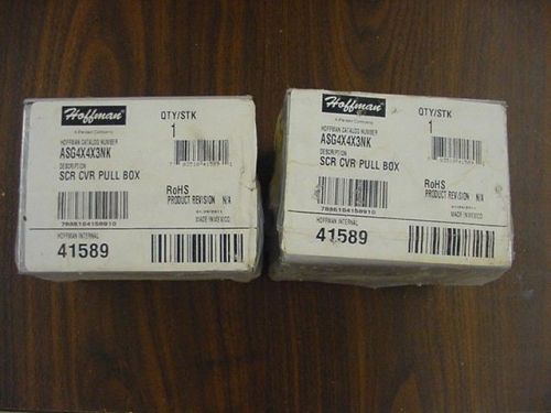 LOT OF 2 NEW HOFFMAN ASG4X4X3NK SCR COVER PULL BOX 41589 JUNCTION ENCLOSURE