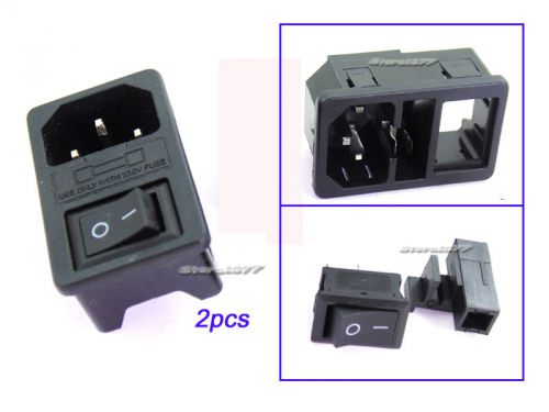 2sets 10A 250V 3Pin Power Socket + 2Pin Rocker Switch + Fuse Case s428