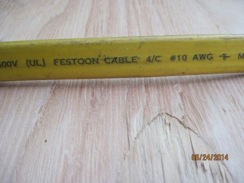 #10 - 4 cond  festoon wire 10 awg 4 cond. flat cable yellow hoist cable 14 feet for sale