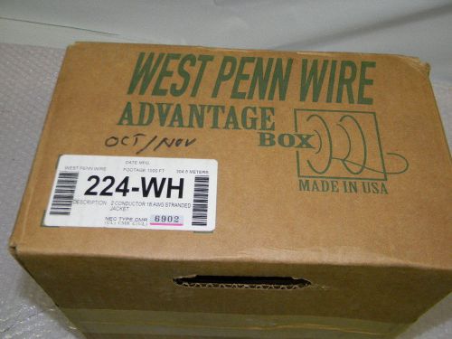 West penn wire 224-wh 18/2 pvc unshielded stranded (7x26) - white jacket 1000&#039; for sale