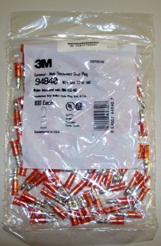 100 x 3m 94840 terminal-male disconnect snap plug 22-18 for sale