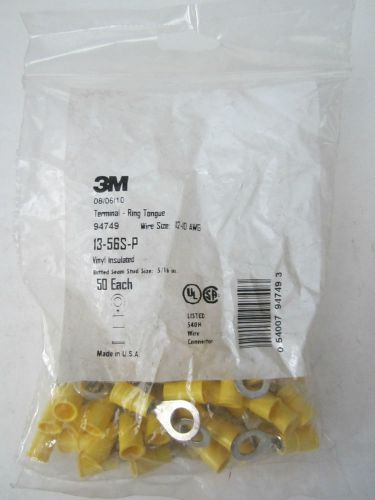 New 3m 94749 vinyl insulated ring terminal 5/16&#034; stud 12-10 awg 50 pack yellow for sale